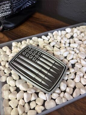 Men's Silver-Tone American Flag Bullet Belt Buckle